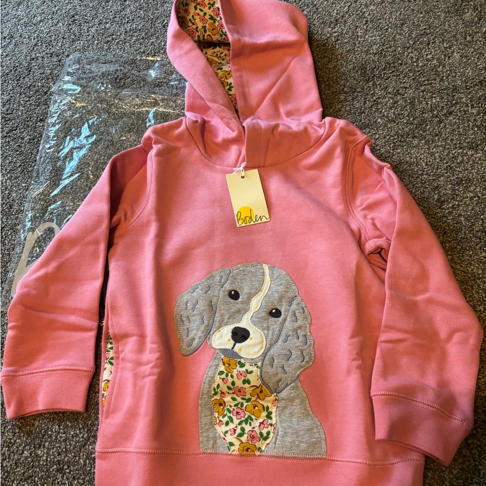 Mini Boden Pink Floral Dog Hoodie
